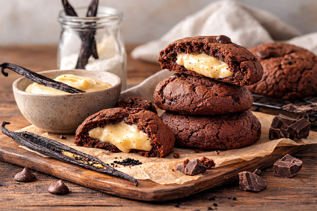 Galletas rellenas de vainilla con crema pastelera | Receta con Vainilla Mexicana
